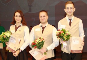 Победители (слева направо): Анна Кондратьева (3 место), Антон Абрамов (1 место), Андрей Шахов (2 место)