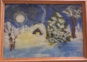 Картина, выполненная в технике "шерстяная акварель" в библиотеке №150